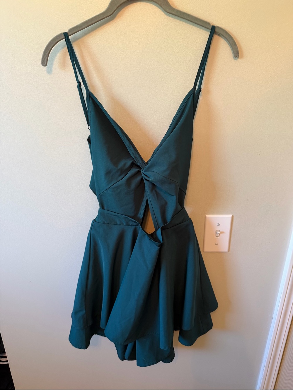 Green Spaghetti Strap Skater romper dress